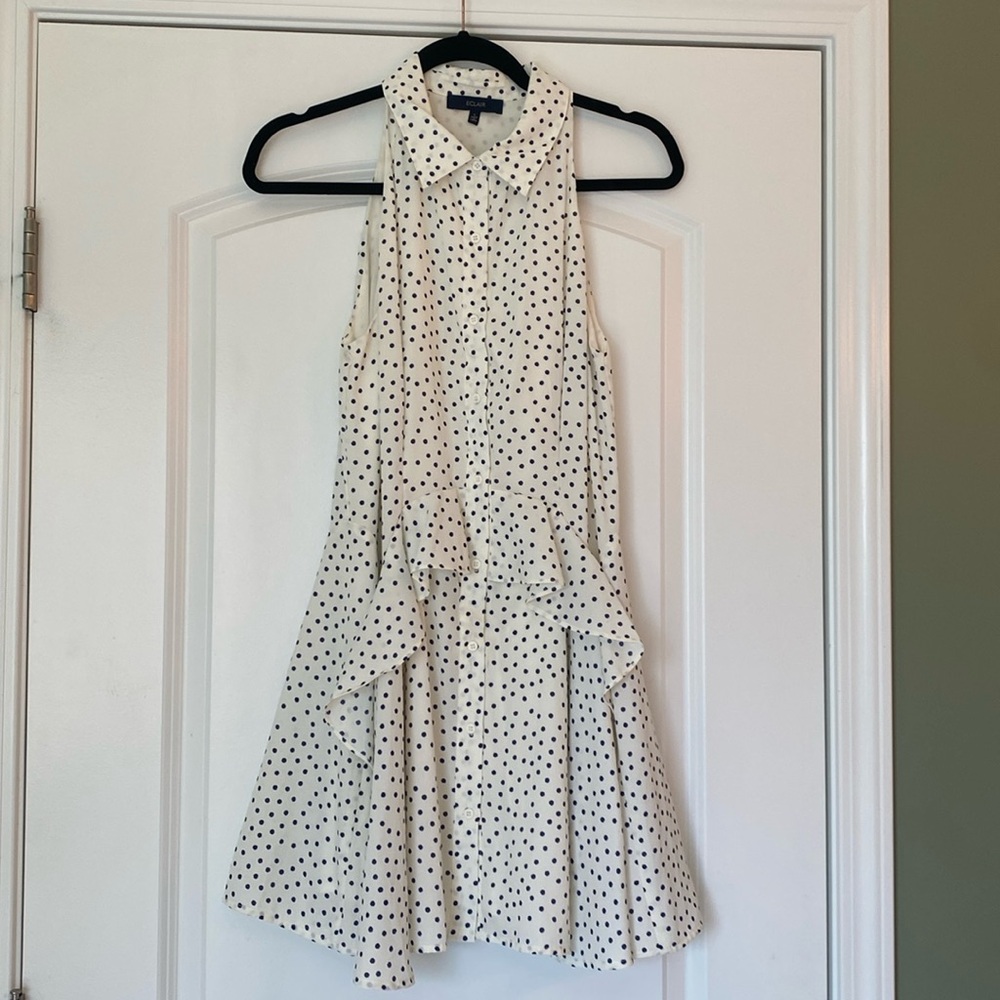 Navy and white dot dress
